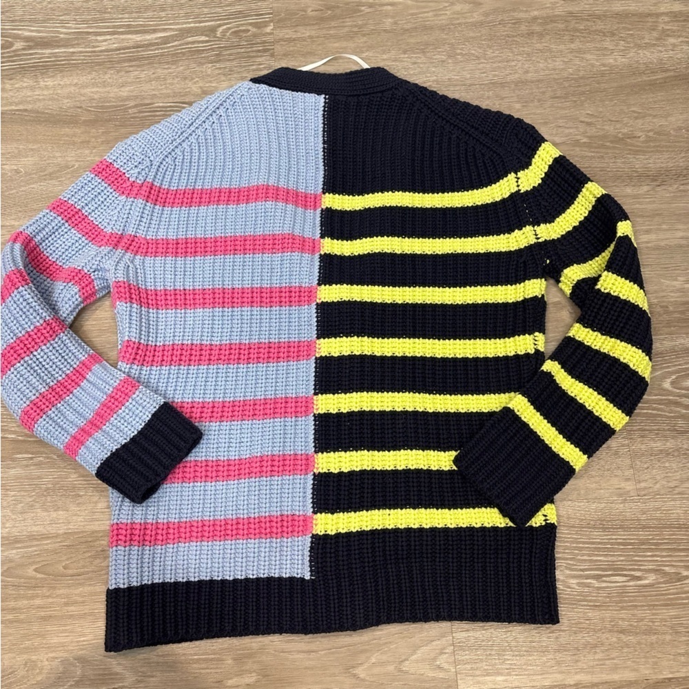 John + Jenn Blue and Black Cotton Cable Knit Cardigan XS - Picture 3 of 10